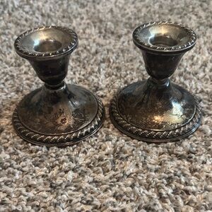 Vintage Sterling Silver Weighted Candlestick Pair Candle Holders
